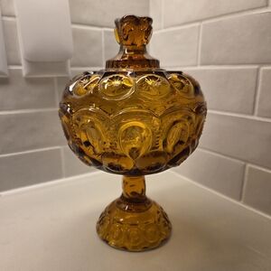 Vintage L.E. Smith Moon & Stars Lidded Compote